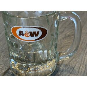A&W Mini Glass Mug 3.25" Clear Vintage Soda Advertising Root Beer bar 70s Retro